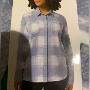 New32DegreesPlaidLongSleeve Button Up Shirt, Women's M Pristine Gray